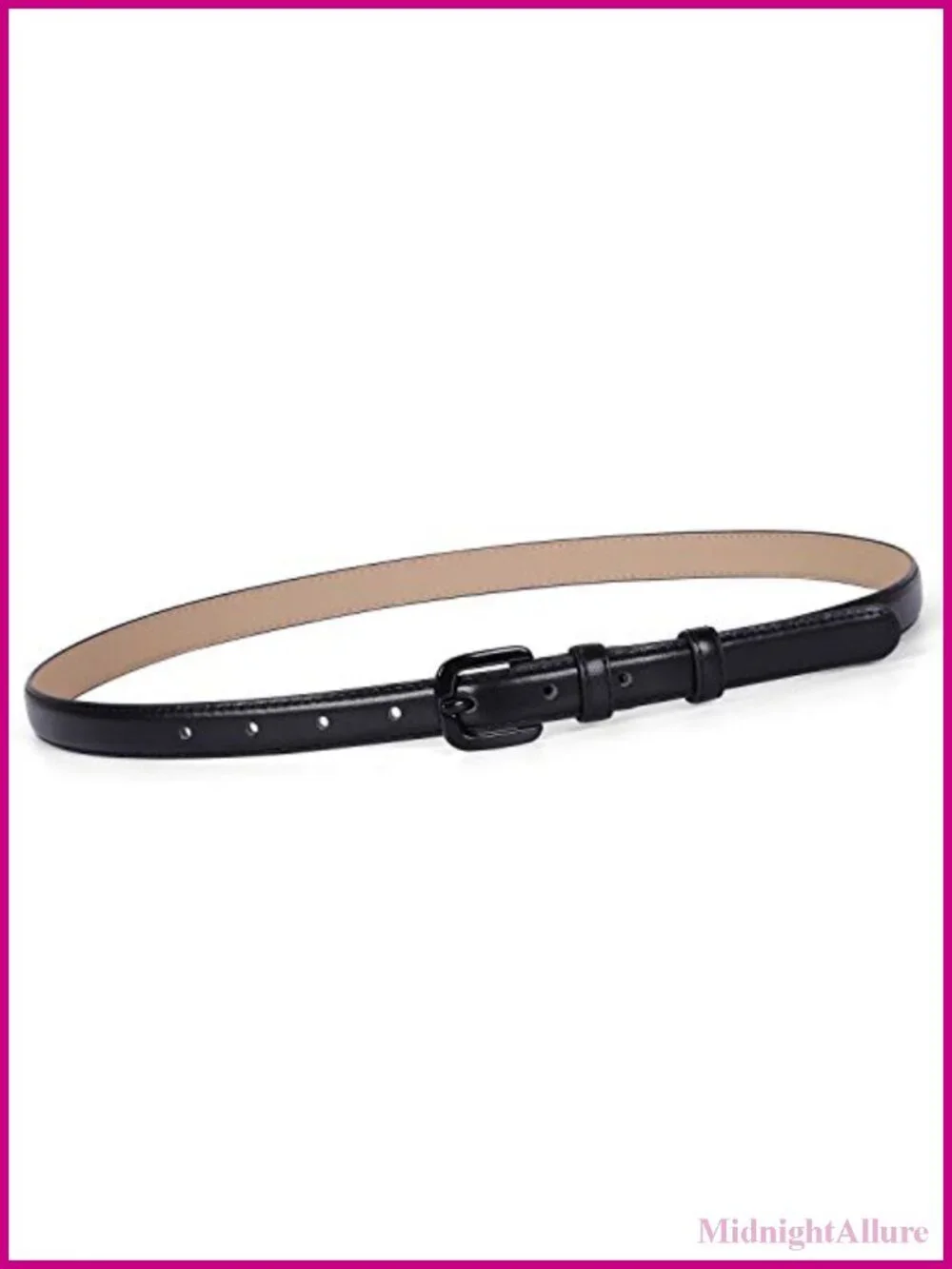 Skinny Leather Belt Thin Waist Pin Buckle for Pants Jeans